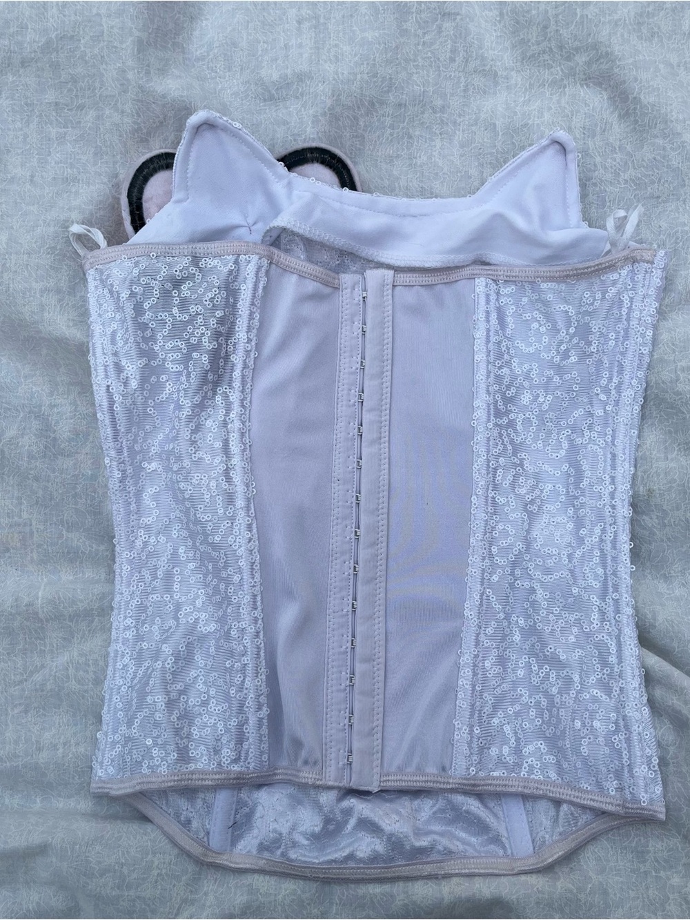 Hello Kitty White Sequin Corset Bustier Top - Picture 2 of 6